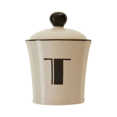 Orsina Broadway Tea Canister – Cream and Black Ceramic Storage Jar