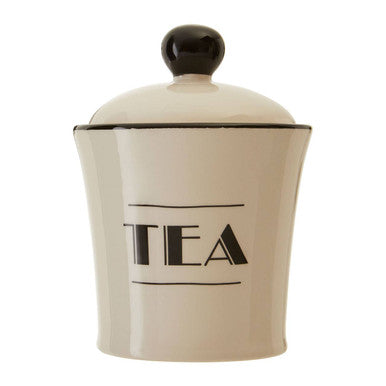 Orsina Broadway Tea Canister – Cream and Black Ceramic Storage Jar