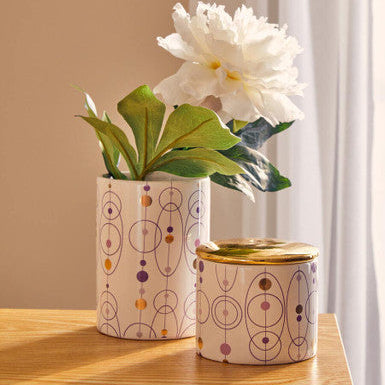 Orsina Fenwick Cotton Ball Holder – White Ceramic Vanity Storage Jar
