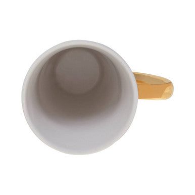Orsina Winter Palm Latte Mug – Tall Ceramic Coffee Cup with Gold Trim