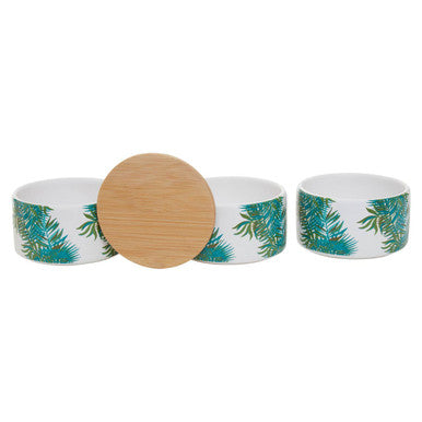Orsina Winter Palm Stackable Canisters – Set of 3 Bamboo Lid Jars