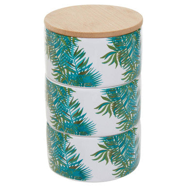 Orsina Winter Palm Stackable Canisters – Set of 3 Bamboo Lid Jars