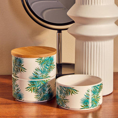 Orsina Winter Palm Stackable Canisters – Set of 3 Bamboo Lid Jars