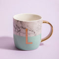 Orsina Monogram Mug – Letter L Pastel Green Marble Effect Coffee Cup