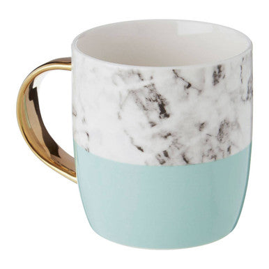 Orsina Monogram Mug – Letter E Green Marble Effect Ceramic Coffee Cup