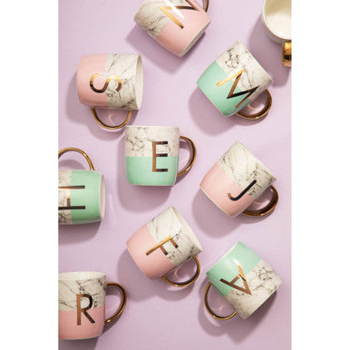 Orsina Mimo Monogram Mug – Pastel Pink Ceramic Initial S Coffee Cup