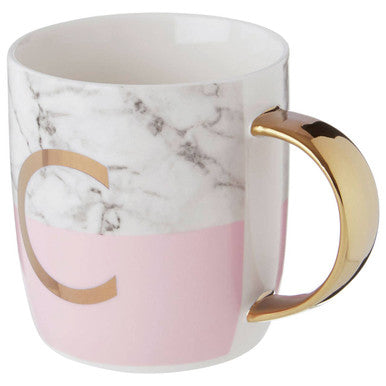 Orsina Monogram Mug – Pink Marble Effect Initial C Coffee Cup