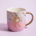 Orsina Monogram Mug – Frosted Marble and Pink Initial R Coffee Cup