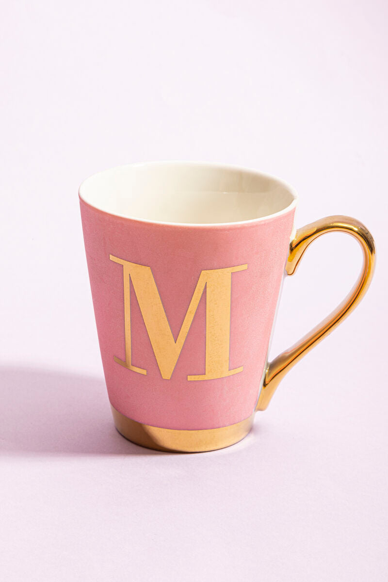 Orsina Monogram Mug – Frosted Pink Ceramic Personalised Letter M