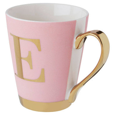 Orsina Frosted Deco Pink Monogram Mug – Letter E Personalized Gift