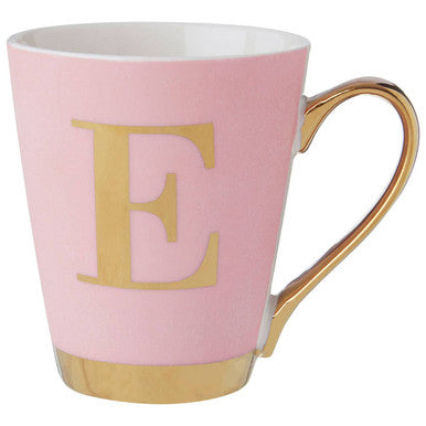 Orsina Frosted Deco Pink Monogram Mug – Letter E Personalized Gift