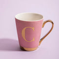Orsina Frosted Deco Pink Monogram Mug - Letter C Ceramic Coffee Cup