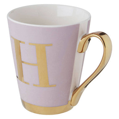 Orsina Frosted Deco Lilac Monogram Mug – Initial H Ceramic Cup