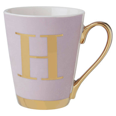 Orsina Frosted Deco Lilac Monogram Mug – Initial H Ceramic Cup