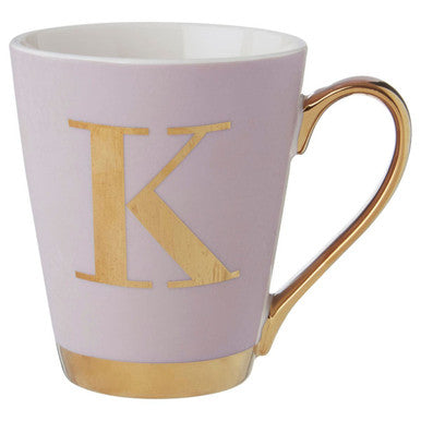 Orsina Mimo Monogram Mug – Pastel Pink Frosted Deco Letter K Coffee Cup