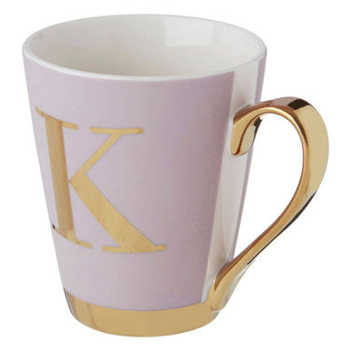 Orsina Mimo Monogram Mug – Pastel Pink Frosted Deco Letter K Coffee Cup