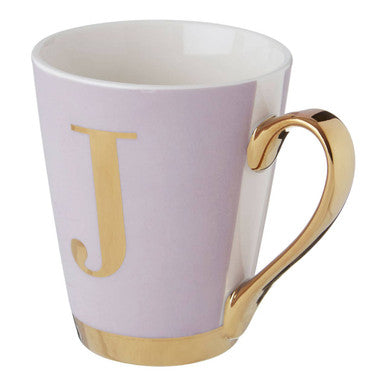 Orsina Monogram Mug – Frosted Deco Lilac Glass Personalized Letter J