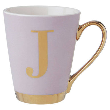 Orsina Monogram Mug – Frosted Deco Lilac Glass Personalized Letter J
