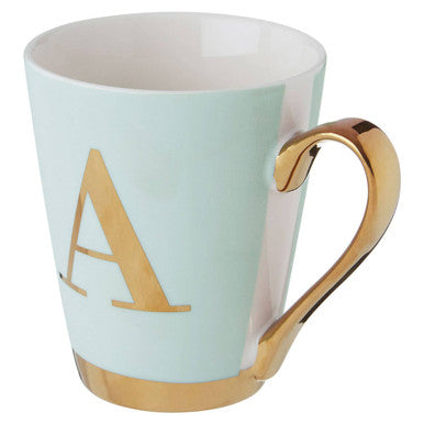 Orsina Mimo Monogram Mug – Green Frosted Deco Letter A Coffee Cup