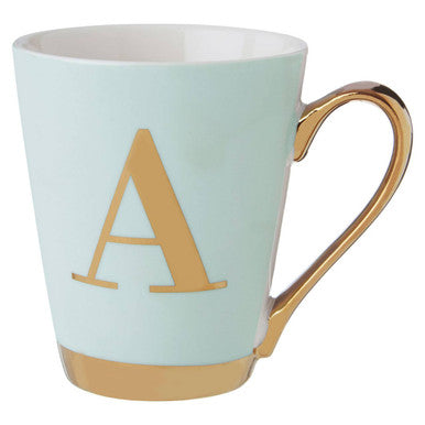 Orsina Mimo Monogram Mug – Green Frosted Deco Letter A Coffee Cup