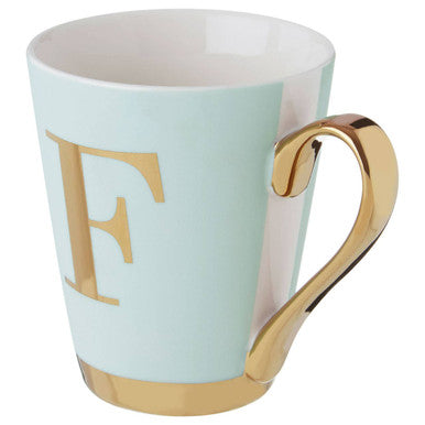 Orsina Mimo Green Frosted Monogram Mug – Letter F Personalized Gift