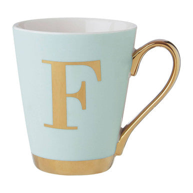 Orsina Mimo Green Frosted Monogram Mug – Letter F Personalized Gift