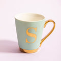 Orsina Mimo Green Frosted Monogram Mug – Art Deco Letter S Coffee Cup