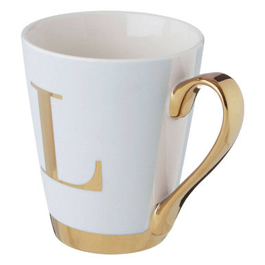 Orsina Mimo Monogram Mug – Green Frosted Deco L Letter Ceramic Cup