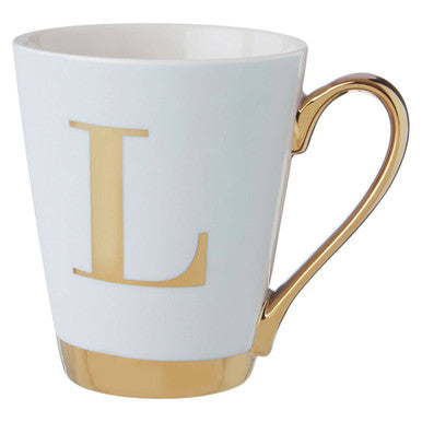 Orsina Mimo Monogram Mug – Green Frosted Deco L Letter Ceramic Cup