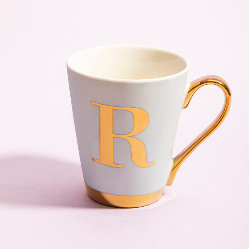 Orsina Mimo Monogram Mug – Green Frosted Deco Initial R Coffee Cup