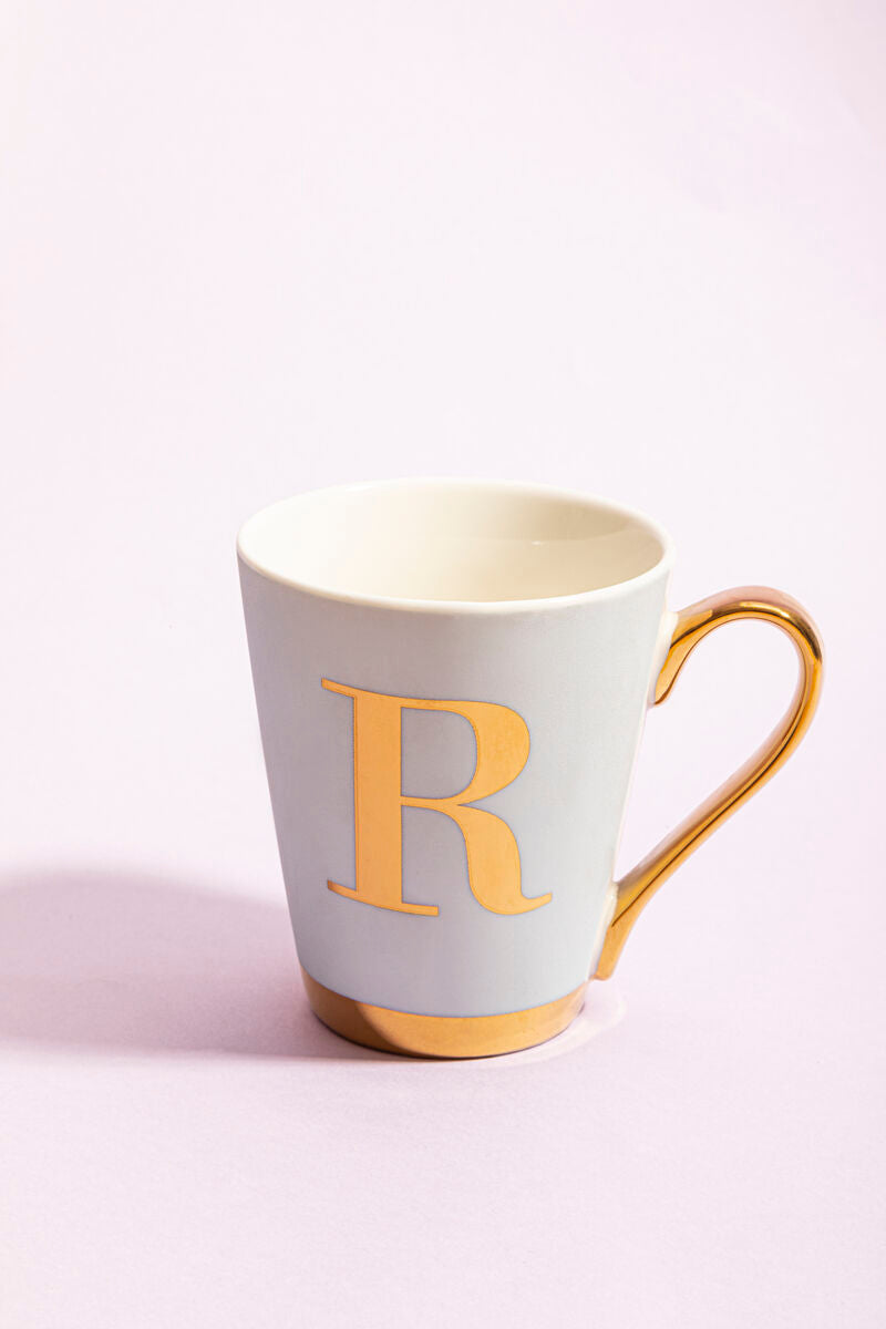 Orsina Mimo Monogram Mug – Green Frosted Deco Initial R Coffee Cup