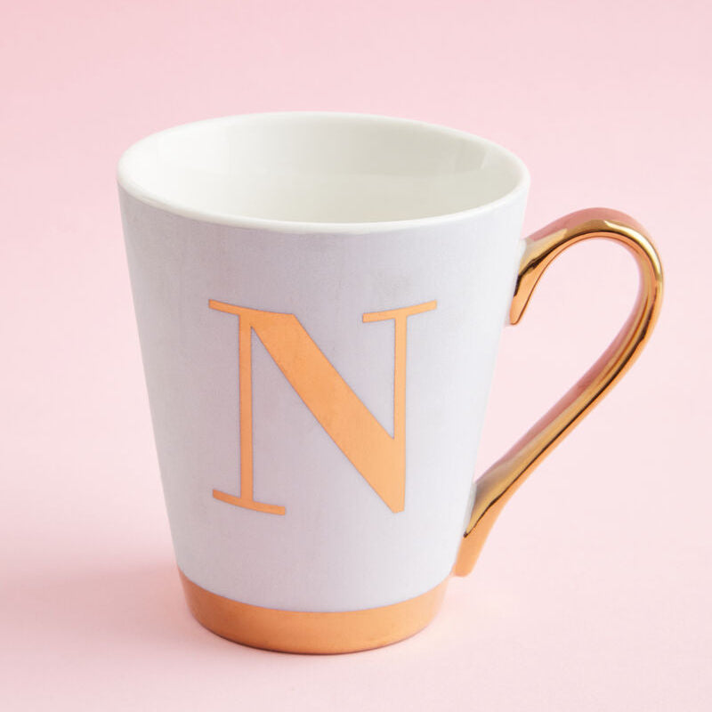 Orsina Mimo Green Frosted Monogram Mug – Letter N Personalized Ceramic