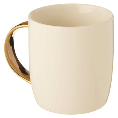 Orsina Diamond Deco Monogram Mug - White Ceramic with Gold Handle, F