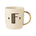 Orsina Diamond Deco Monogram Mug - White Ceramic with Gold Handle, F
