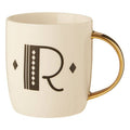 Orsina Diamond Deco White Monogram Mug – Letter R Ceramic Coffee Cup