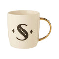 Orsina Monogram Mug – Diamond Deco White Ceramic Coffee Cup, Letter S