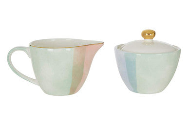 Orsina Sugar Pot and Creamer Set – Hand-Painted Pastel Tableware