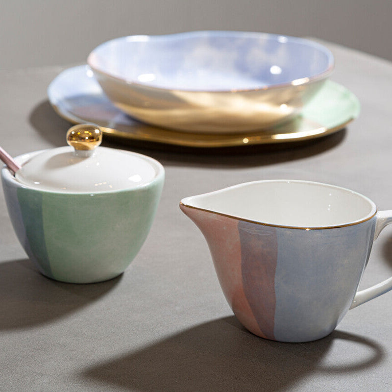 Orsina Sugar Pot and Creamer Set – Hand-Painted Pastel Tableware