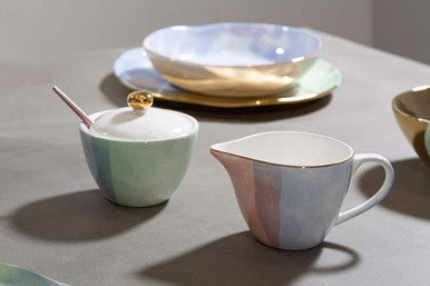 Orsina Sugar Pot and Creamer Set – Hand-Painted Pastel Tableware