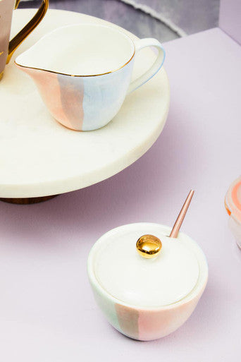 Orsina Sugar Pot and Creamer Set – Hand-Painted Pastel Tableware