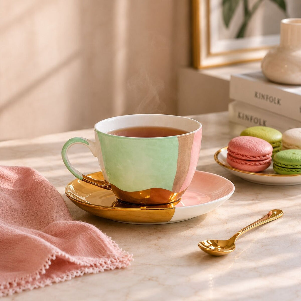Orsina Colour Of Paradise Ceramic Cup and Saucer Set – Wabi-Sabi Style
