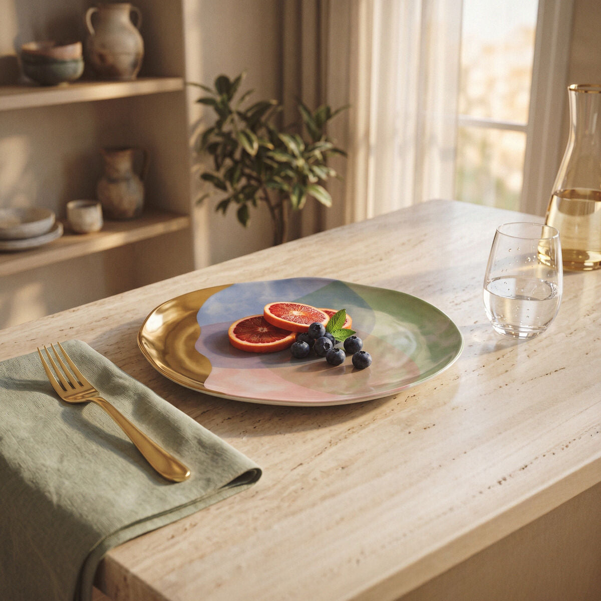 Orsina Colour Of Paradise Dinner Plate – Hand-Painted Ceramic with Gold