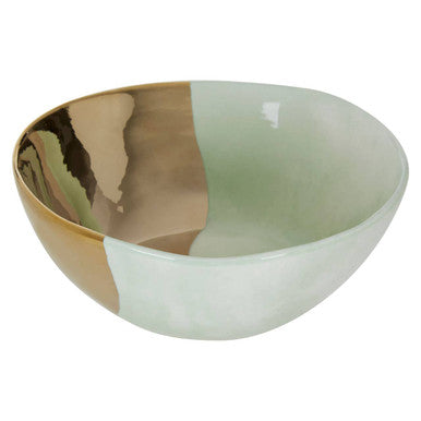 Orsina Colour Of Paradise Hand-Painted Gold and Green Serving Bowl