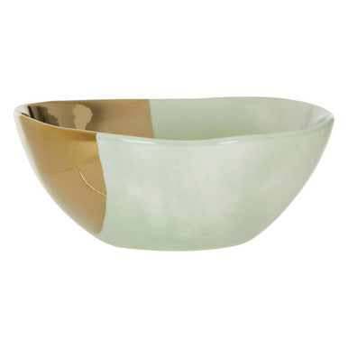 Orsina Colour Of Paradise Hand-Painted Gold and Green Serving Bowl