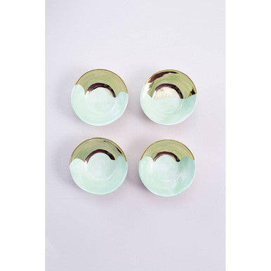Orsina Colour Of Paradise Hand-Painted Gold and Green Serving Bowl