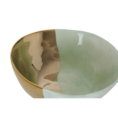 Orsina Colour Of Paradise Hand-Painted Gold and Green Serving Bowl