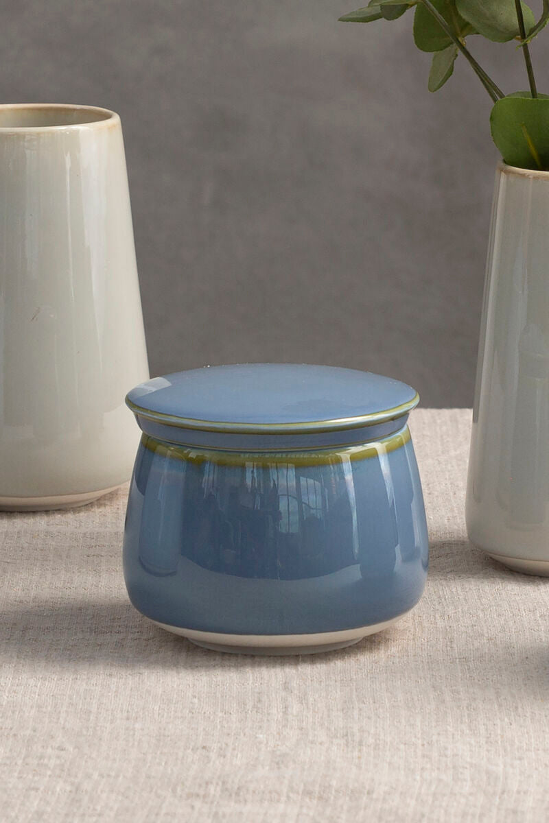 Orsina Juna Blue Sugar Pot – Modern Ceramic Tableware with Lid