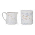 Orsina Marble Luxe Sugar Pot and Creamer Set with Gold Accents