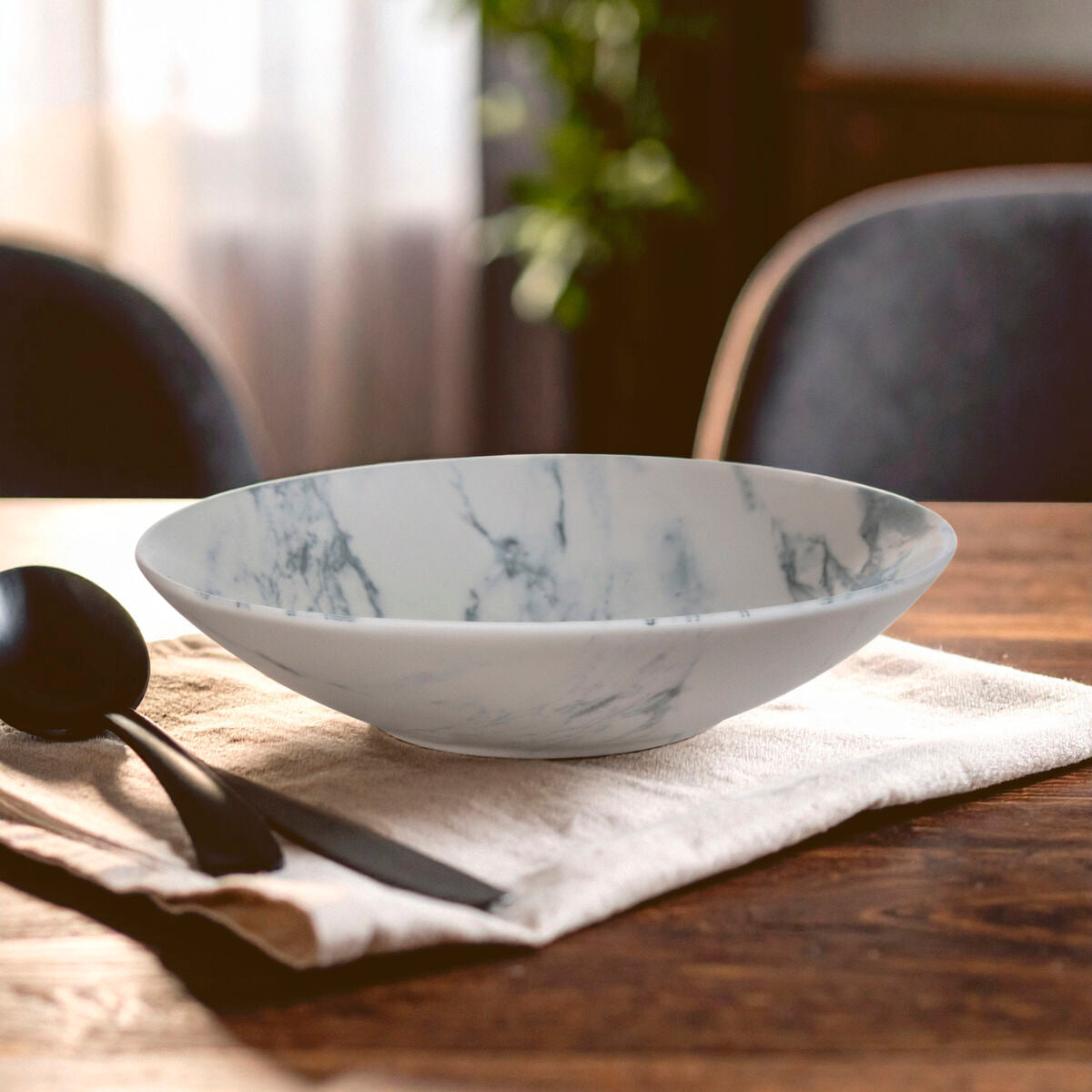 Orsina Marble Luxe Soup Bowl – Matte Ceramic with Gold Accent