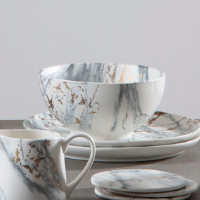 Orsina Marble Luxe Salad Bowl – Matte Finish Marbled Serveware